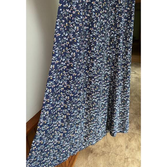 GUNNE SAX Womens Navy Blue Floral Long Prairie Cottage Short Sleeve Vtg Dress‎ - Picture 4 of 16